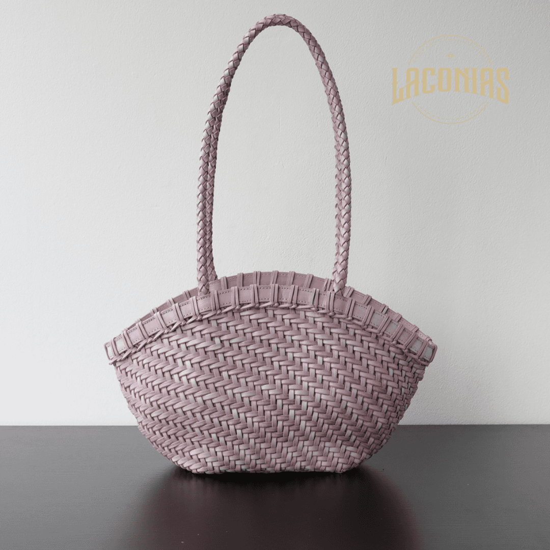 Hand-woven fog wax plant tanned cowhide bag view 2
