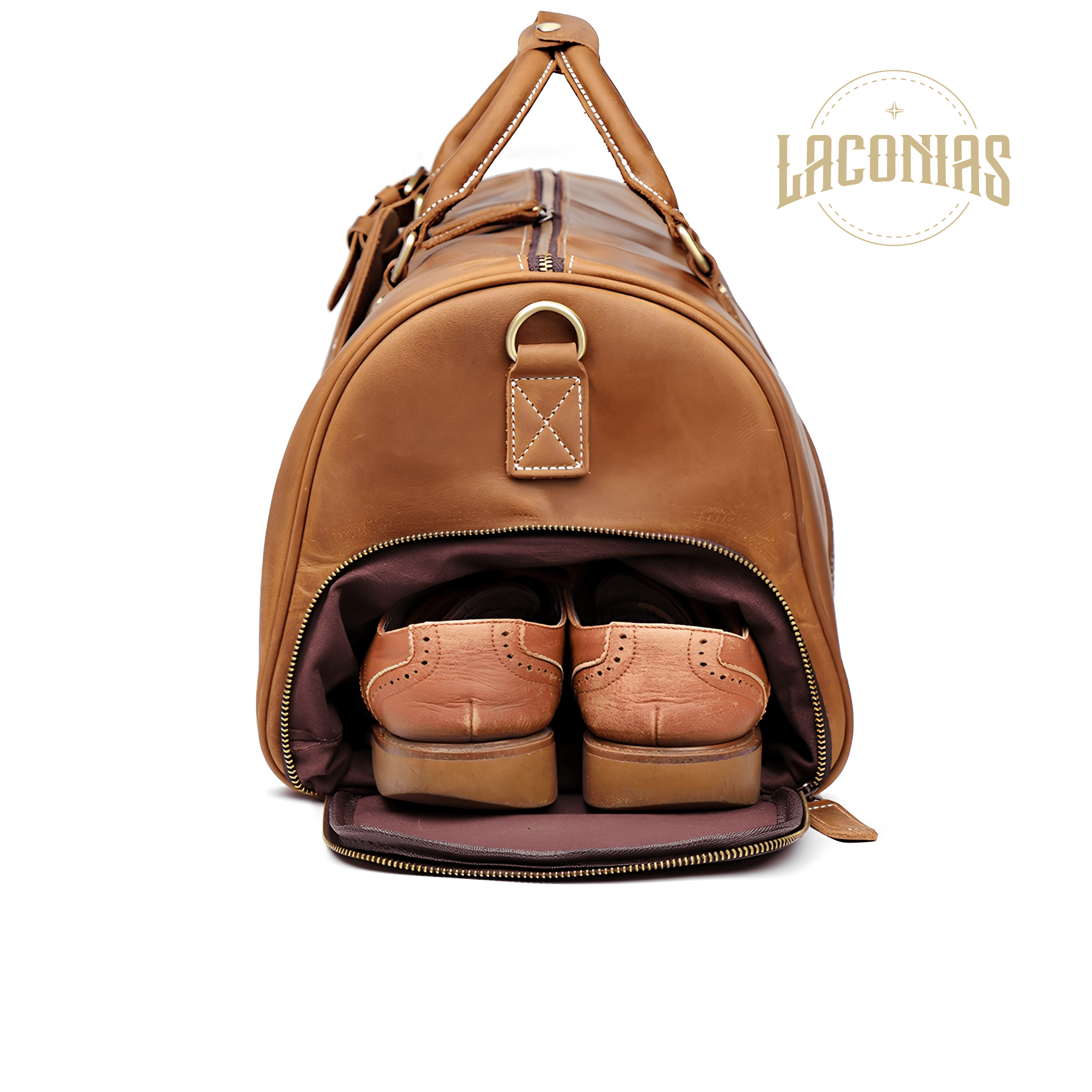Men's genuine leather travel bag view 4