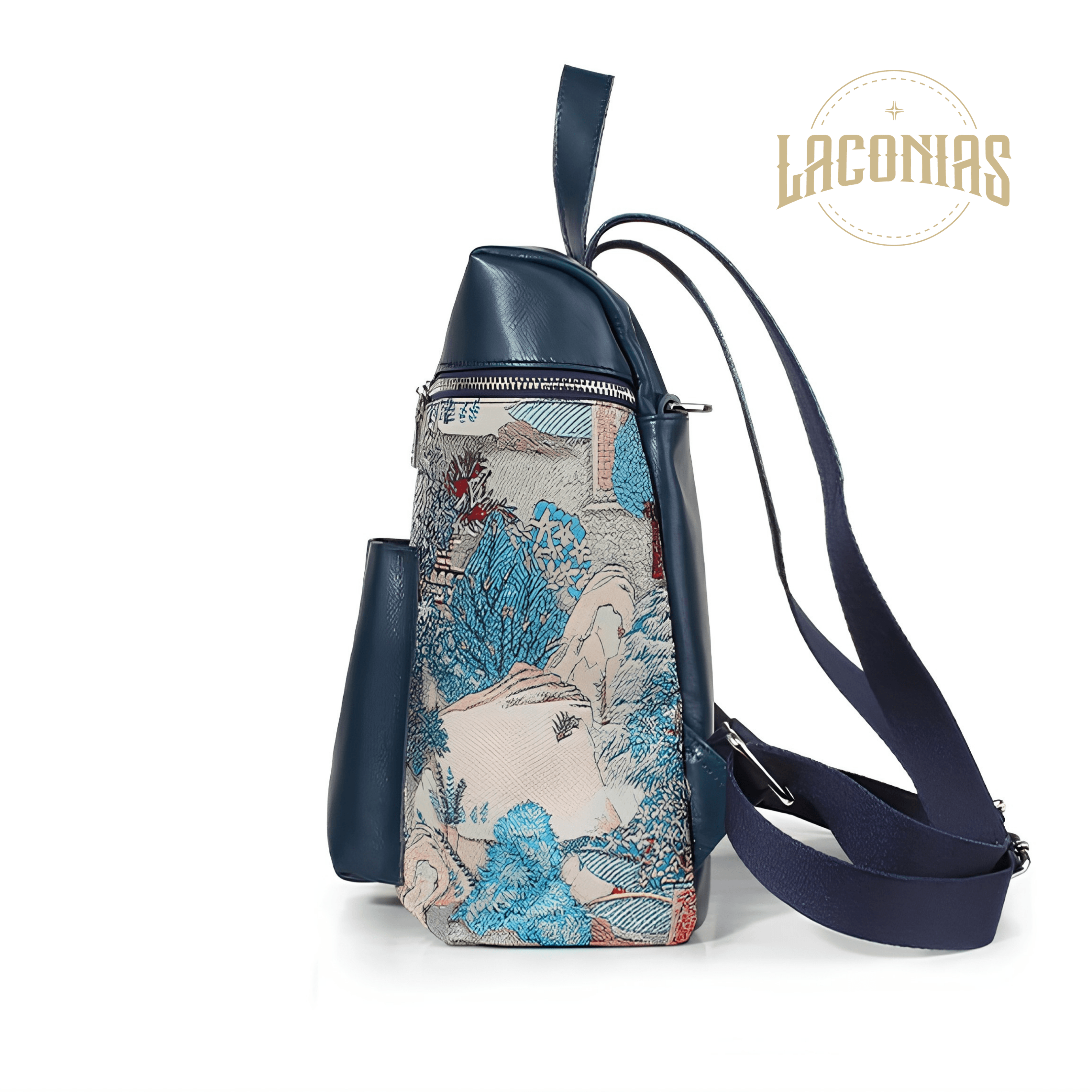 Genuine leather embroidered backpack — showcase 2