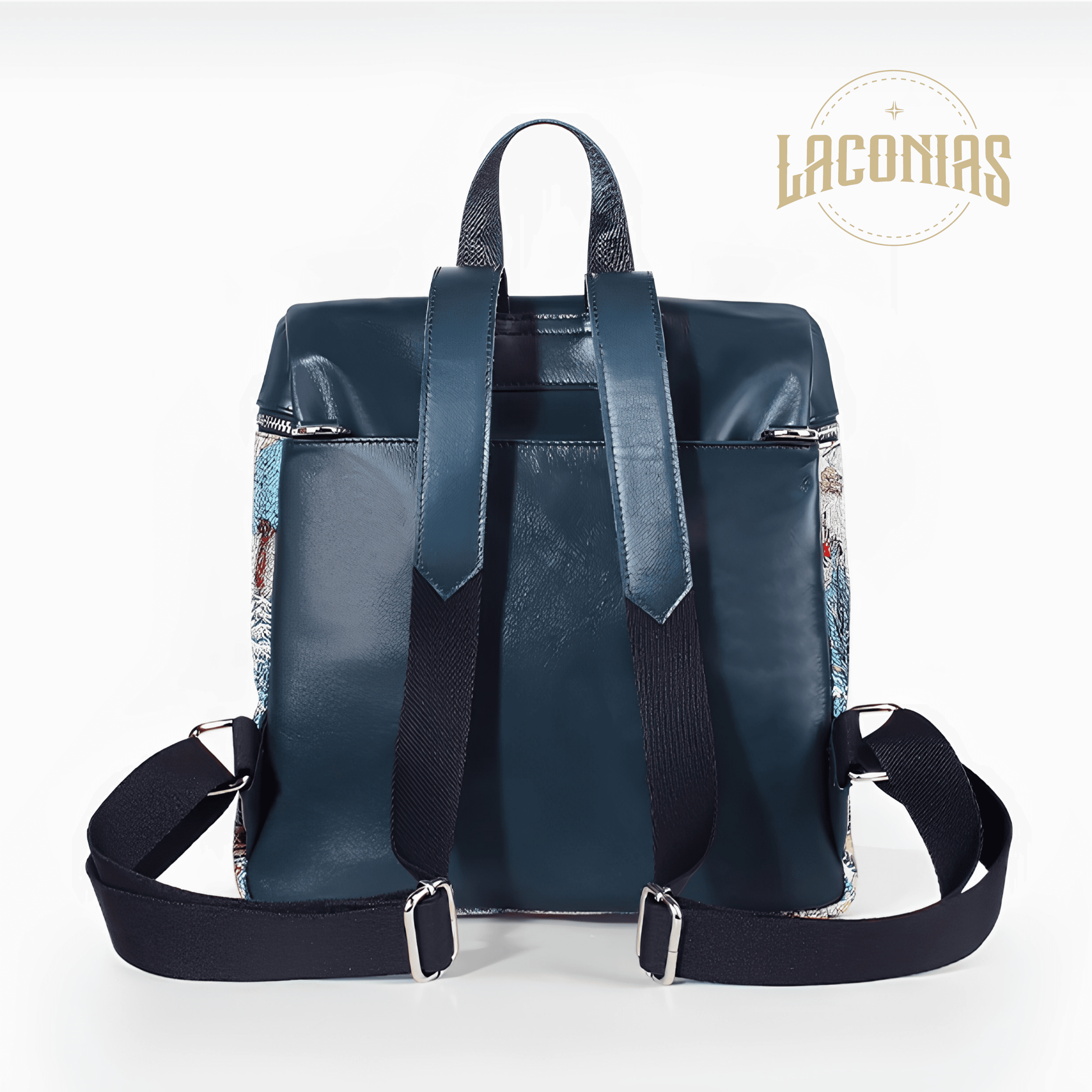 Genuine leather embroidered backpack — showcase 4
