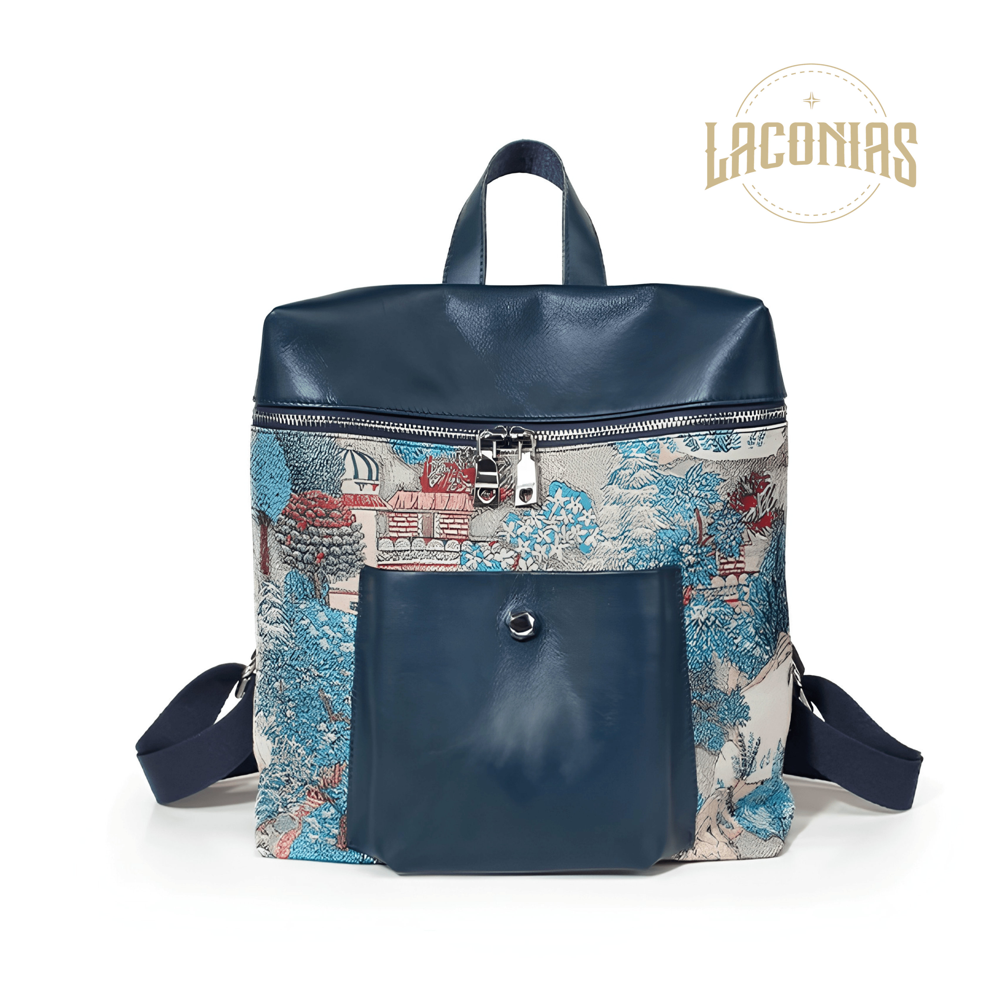 Genuine leather embroidered backpack — showcase 6