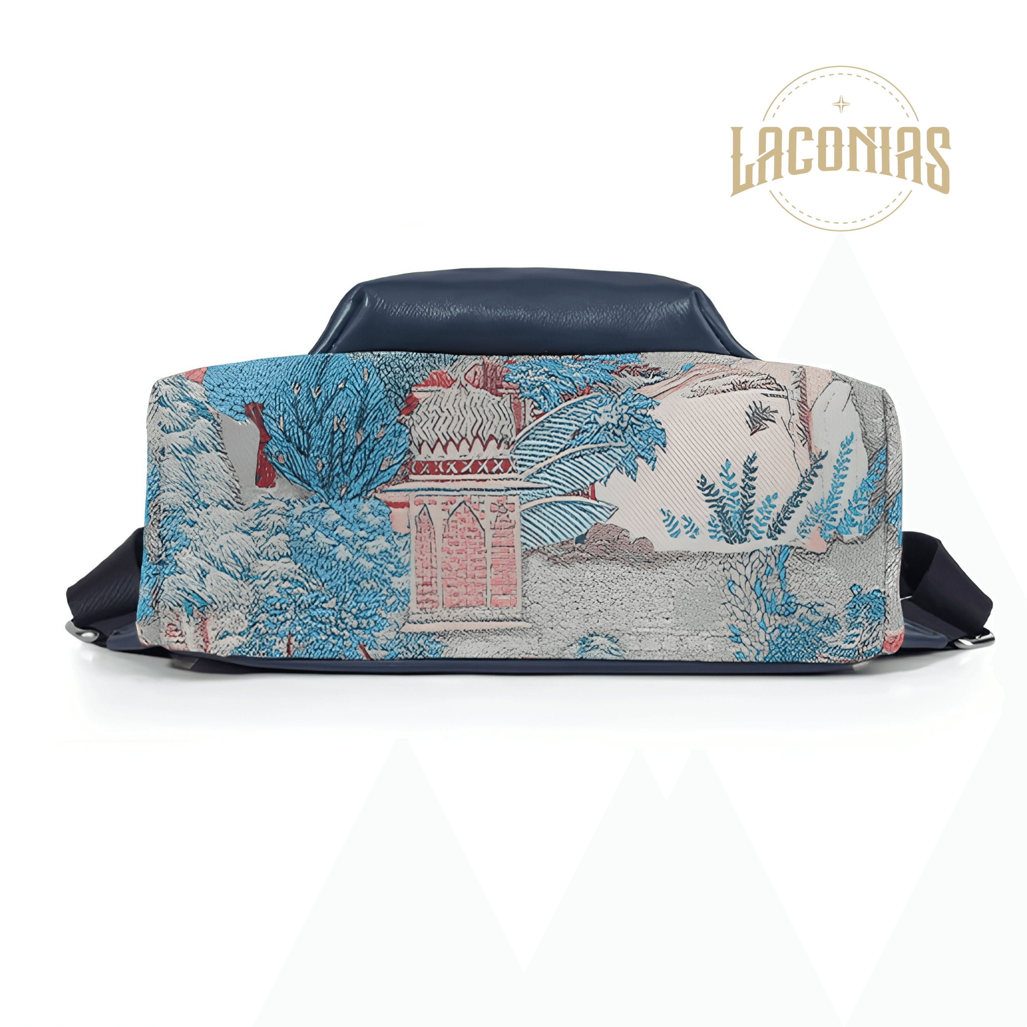 Genuine leather embroidered backpack view 3