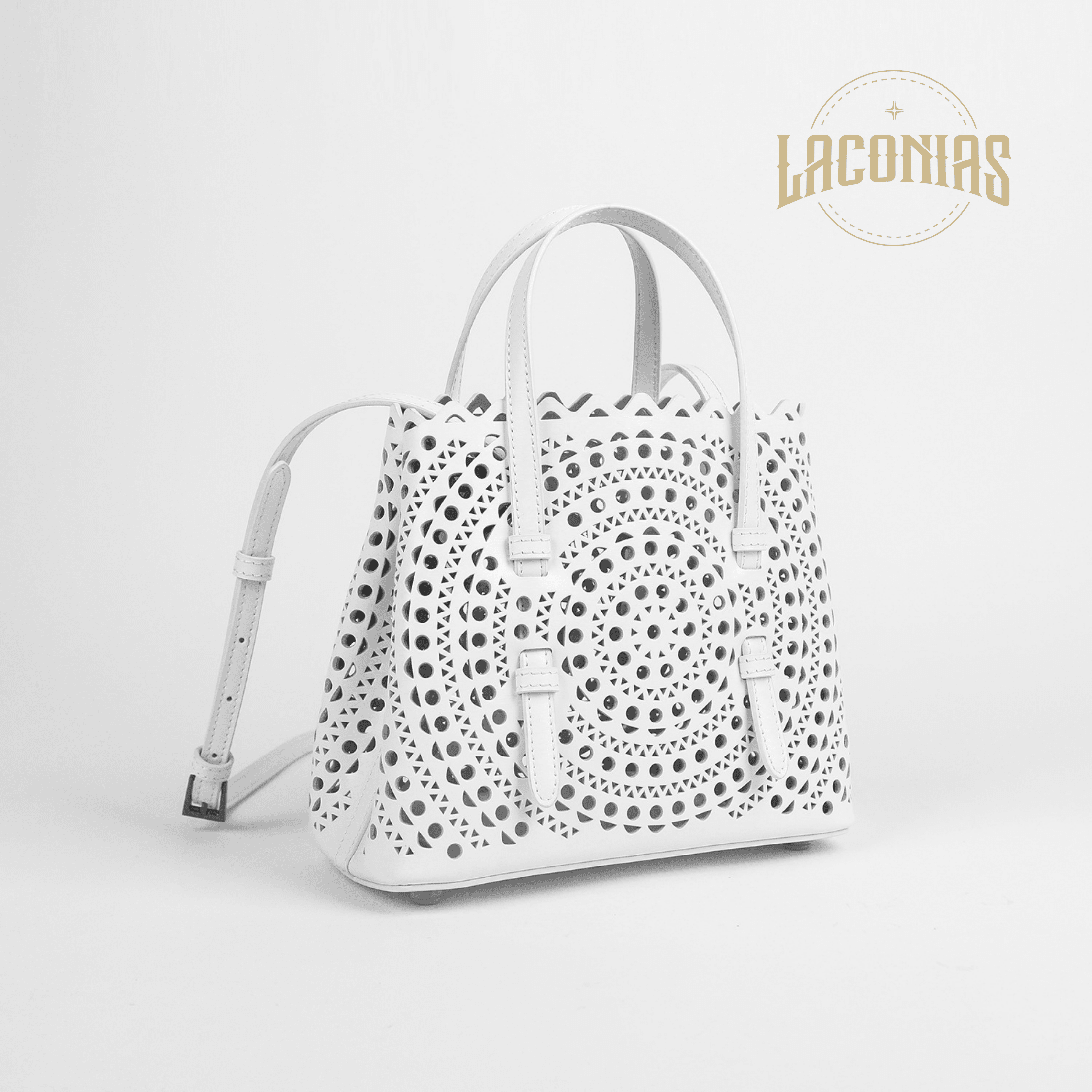 Cowhide hollow handbag view 2